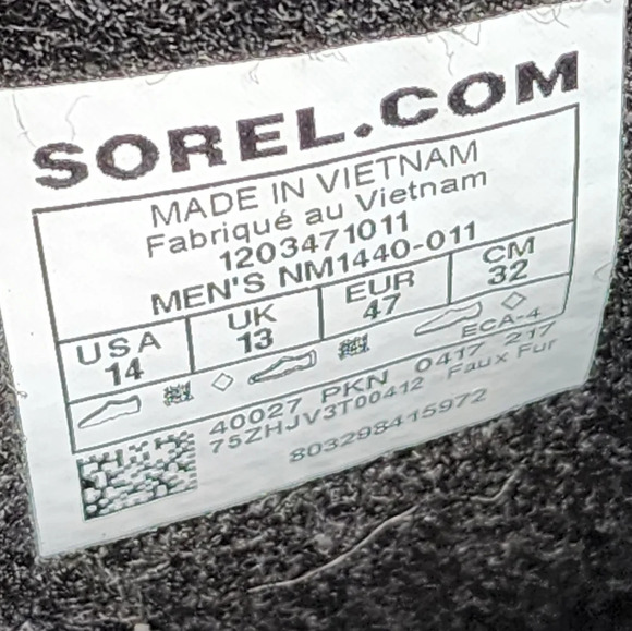 SOREL Men's 1964 Pac Nylon Waterproof Insulated Black Winter Boots Size 14 - Picture 3 of 16